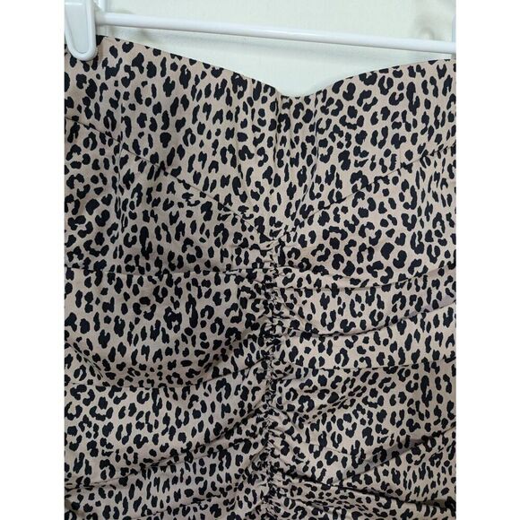 Zara Leopard Print Rouched Bodycon Mini Skirt - Size M - Picture 3 of 5